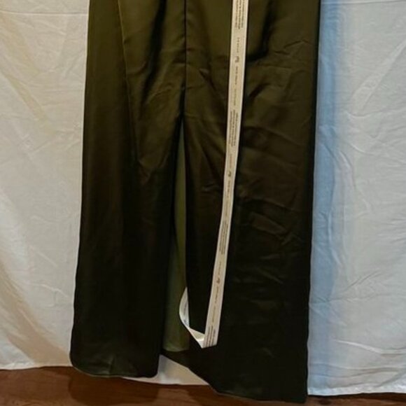 After Six “Nathalie” Ruched One-Shoulder Satin Gown – Size L (Olive Green) - Picture 9 of 16